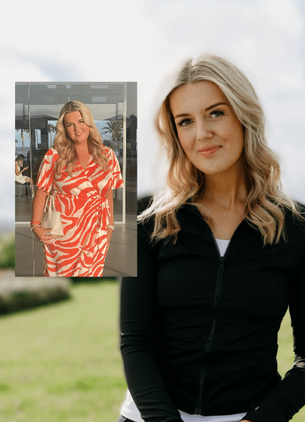 Before and after photos of Jessie, showing her incredible 7 stone weight loss journey with Tonic Weight Loss Surgery.